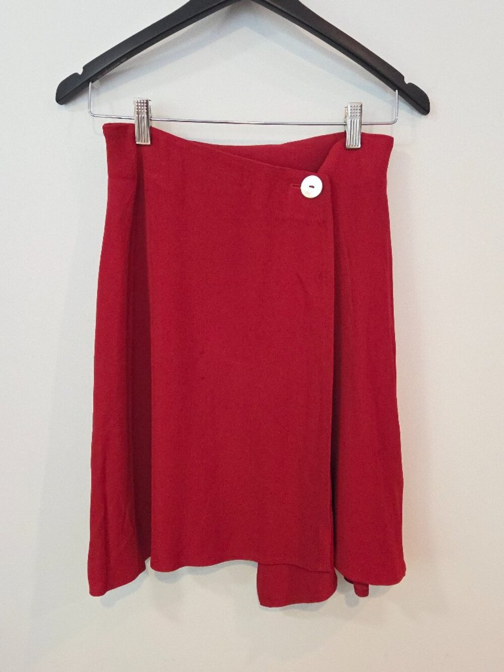 1990s Carole Little wrap skirt in red. Made in USA. Size 4.
